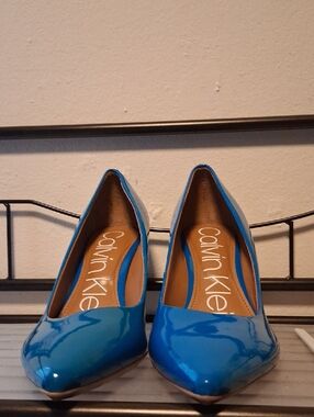 Calvin Klein Women's Bright Blue Patent Pointed-Toe Pumps